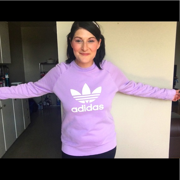 Adidas Trefoil Crew Unisex Sweater - Purple Glow - Picture 1 of 5